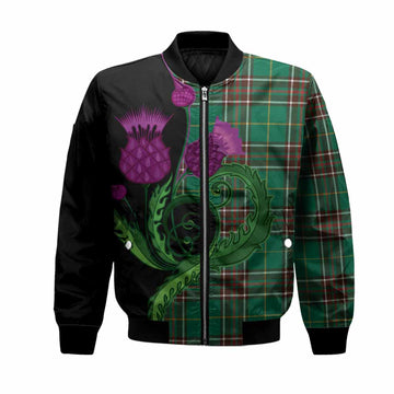 Newfoundland And Labrador Province Canada Tartan Bomber Jacket Traditional Scottish Thistle