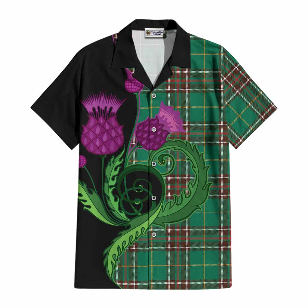 Newfoundland And Labrador Province Canada Tartan Cotton Hawaiian Shirt Traditional Scottish Thistle