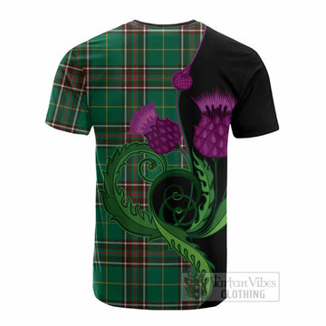 Newfoundland And Labrador Province Canada Tartan Cotton T-shirt Traditional Scottish Thistle