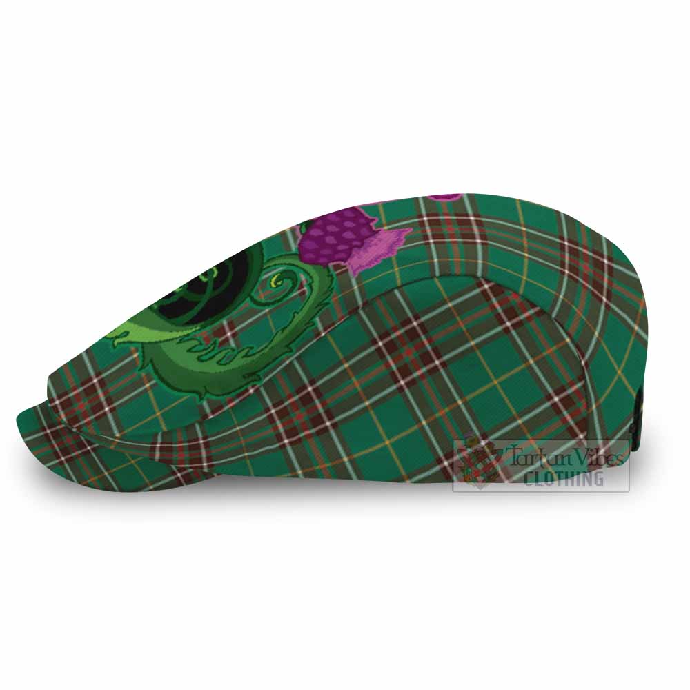 Newfoundland And Labrador Province Canada Tartan Flat Cap, Jeff Cap Traditional Scottish Thistle