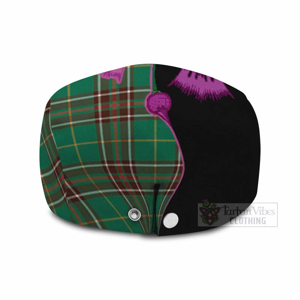 Newfoundland And Labrador Province Canada Tartan Flat Cap, Jeff Cap Traditional Scottish Thistle