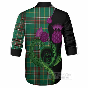 Newfoundland And Labrador Province Canada Tartan Ghillie Shirt Traditional Scottish Thistle