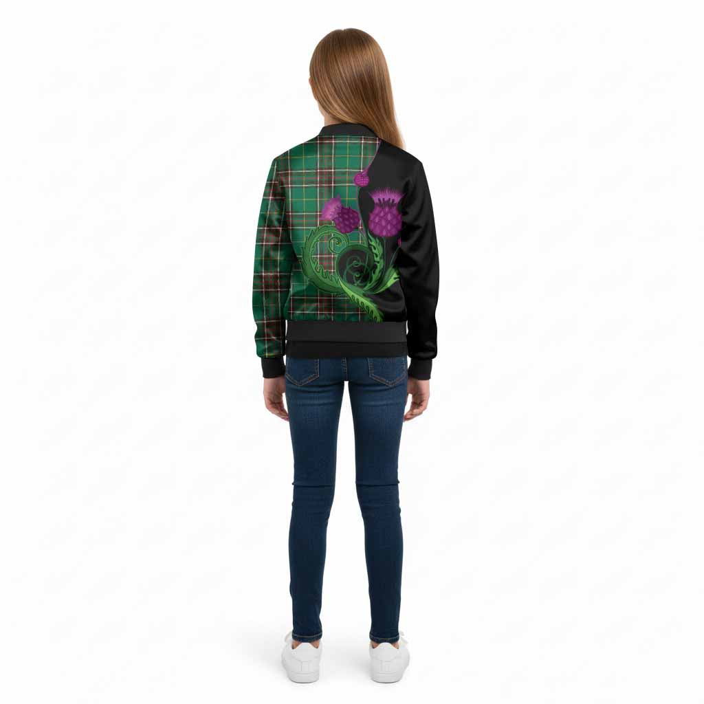 Newfoundland And Labrador Province Canada Tartan Kid Bomber Jacket Traditional Scottish Thistle
