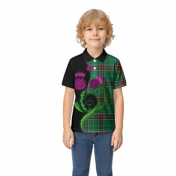 Newfoundland And Labrador Province Canada Tartan Kid Polo Shirt Traditional Scottish Thistle