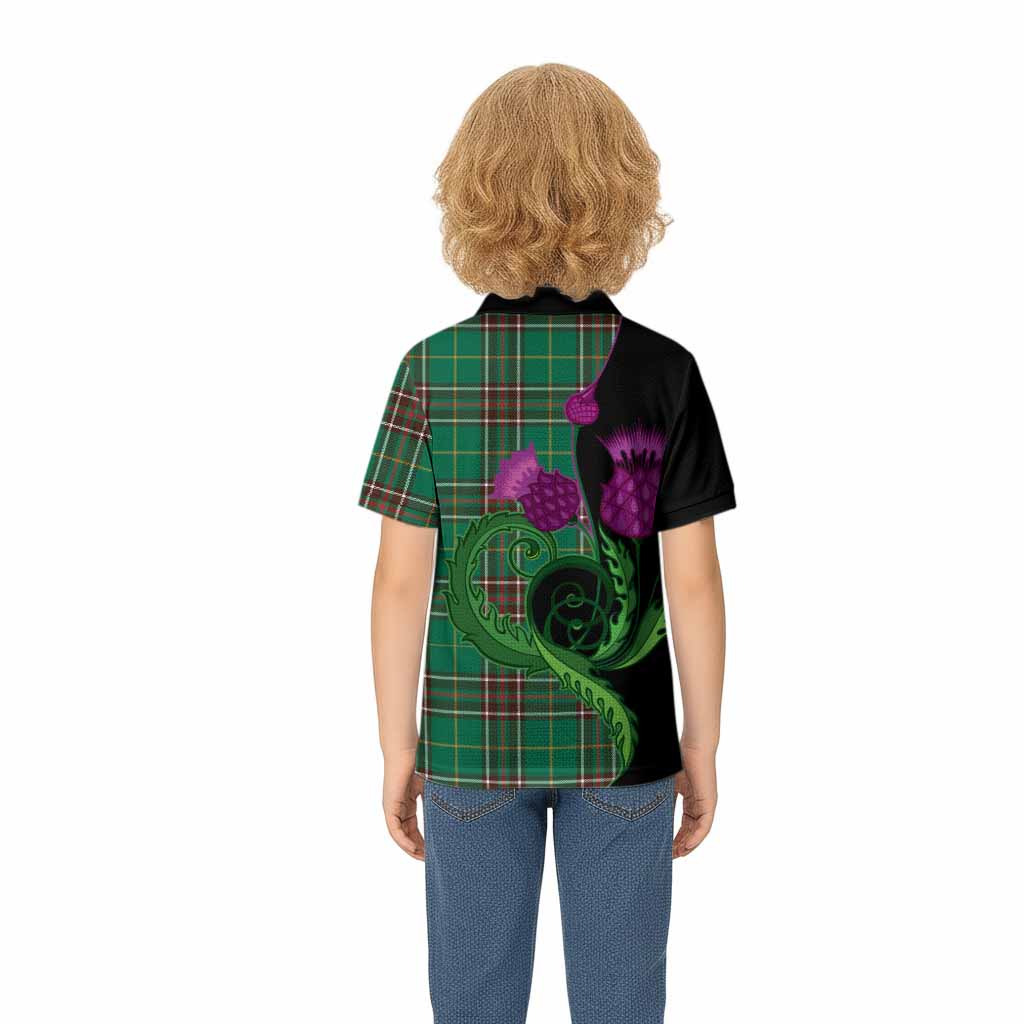 Newfoundland And Labrador Province Canada Tartan Kid Polo Shirt Traditional Scottish Thistle