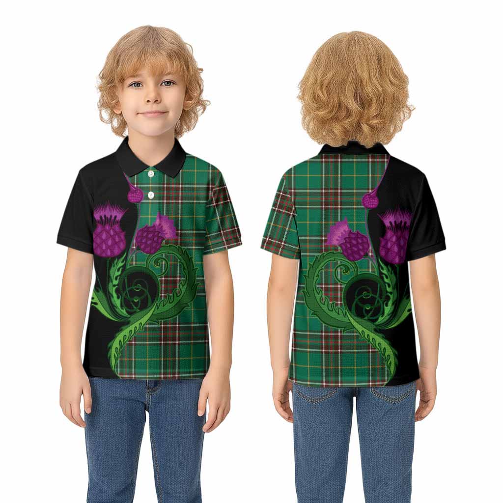 Newfoundland And Labrador Province Canada Tartan Kid Polo Shirt Traditional Scottish Thistle