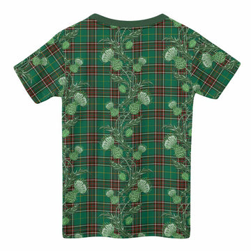Newfoundland And Labrador Province Canada Tartan Kid T-shirt Seamless Scottish Thistle Flowers