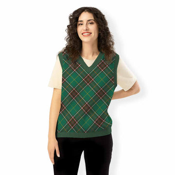 Newfoundland And Labrador Province Canada Tartan  Knitted V-Neck Vest Cross Style