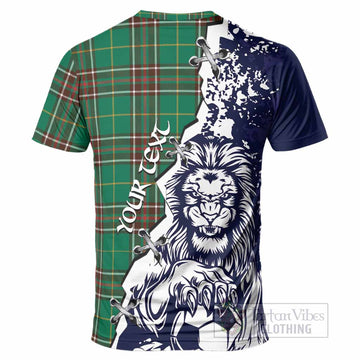 Newfoundland And Labrador Province Canada Tartan Scottish T-Shirt Angry Lion With Soccer Ball Style