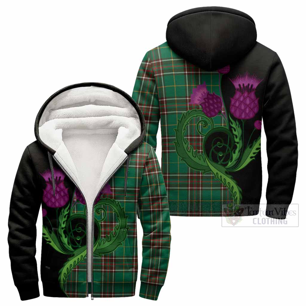 Newfoundland And Labrador Province Canada Tartan Sherpa Hoodie Traditional Scottish Thistle