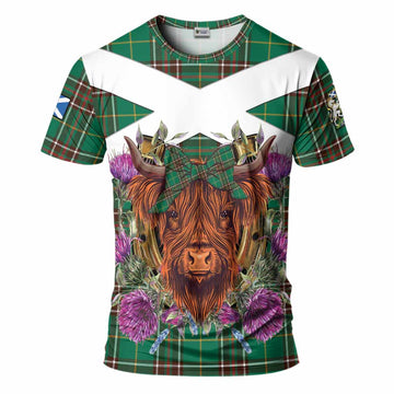 Newfoundland And Labrador Province Canada Tartan T-Shirt Scottish Thistle Heilan Coo