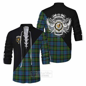Newlands Tartan Ghillie Kilt Shirt with Family Crest and Military Logo Style Men - Tartan Vibes Clothing