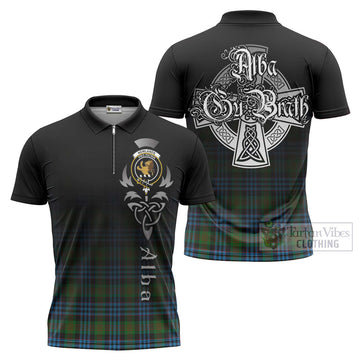 Newlands Tartan Zipper Polo Shirt Featuring Alba Gu Brath Family Crest Celtic Inspired Unisex - Tartan Vibes Clothing