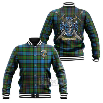 Newlands Tartan Baseball Jacket with Family Crest Celtic Skull Style Unisex - Tartan Vibes Clothing