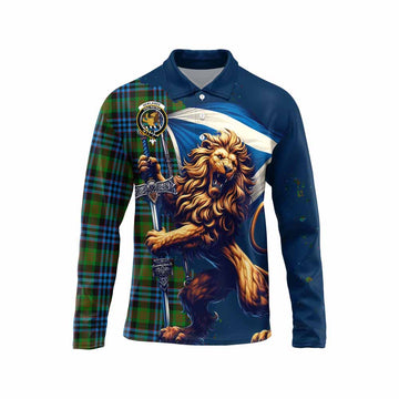 Newlands Tartan Family Crest Long Sleeve Polo Shirt with Scottish Majestic Lion Unisex - Tartan Vibes Clothing