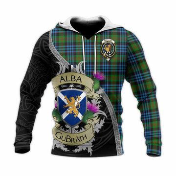 Newlands Tartan Family Crest Knitted Hoodie Lion Rampant Royal Thistle Shield Celtic Inspired Unisex Knitted Pullover Hoodie - Tartan Vibes Clothing