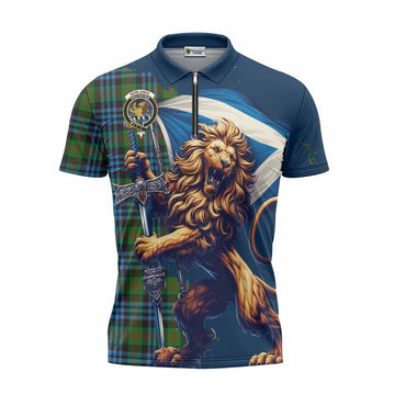 Newlands Tartan Family Crest Zipper Polo Shirt with Scottish Majestic Lion Unisex - Tartan Vibes Clothing