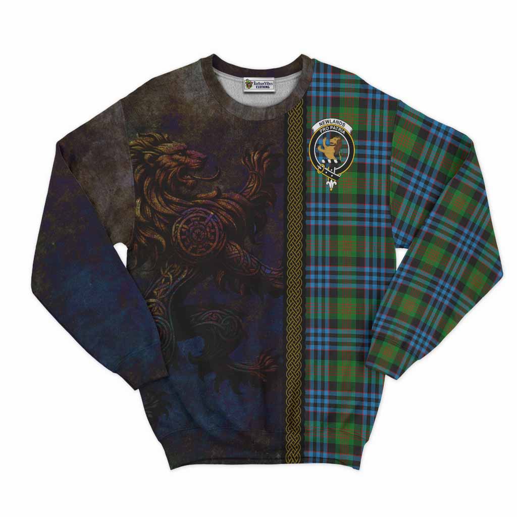 Newlands Tartan Family Crest Sweatshirt Alba Gu Brath Be Brave Lion Ancient Style Unisex - Tartan Vibes Clothing