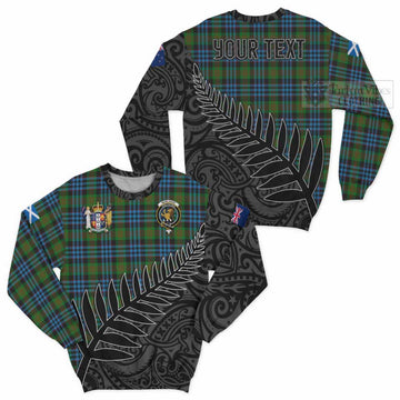 Newlands Crest Tartan Sweatshirt with New Zealand Silver Fern Half Style Unisex - Tartan Vibes Clothing