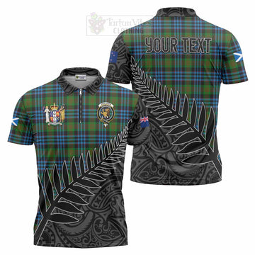Newlands Crest Tartan Zipper Polo Shirt with New Zealand Silver Fern Half Style Unisex - Tartan Vibes Clothing