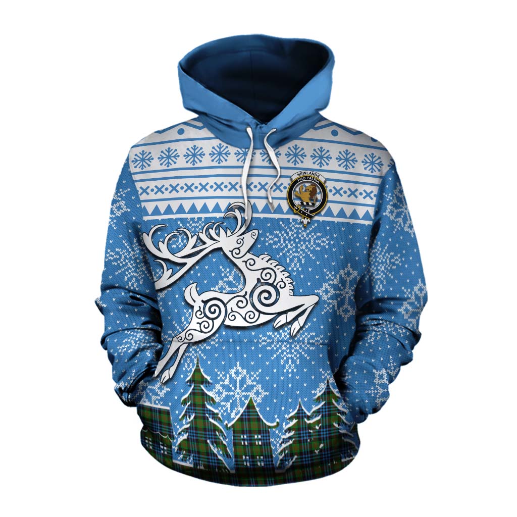 Newlands Clan Christmas Cotton Hoodie Celtic Reindeer Style Pullover Hoodie XS - Tartan Vibes Clothing