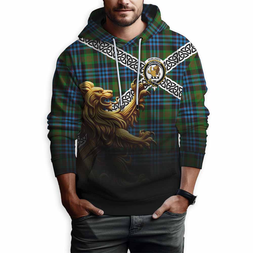 Newlands Crest Tartan Hoodie with Golden Lion Emblem Celtic Style Pullover Hoodie - Tartan Vibes Clothing