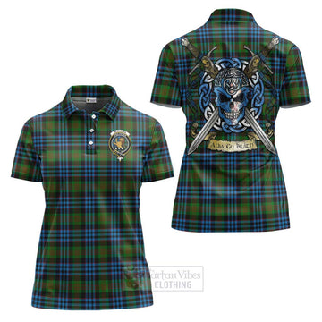 Newlands Tartan Women's Polo Shirt with Family Crest Celtic Skull Style Women - Tartan Vibes Clothing