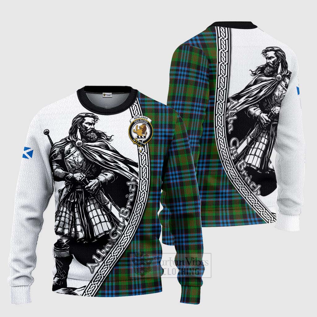Newlands Tartan Clan Crest Knitted Sweater with Highlander Warrior Celtic Style Unisex - Tartan Vibes Clothing