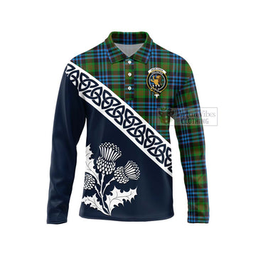 Newlands Tartan Long Sleeve Polo Shirt Featuring Thistle and Scotland Map Unisex - Tartan Vibes Clothing