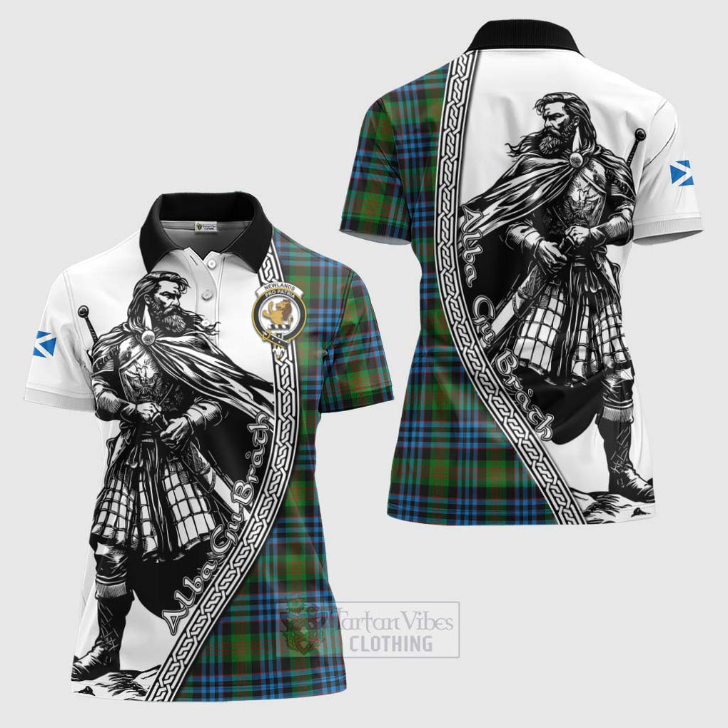 Newlands Tartan Clan Crest Women's Polo Shirt with Highlander Warrior Celtic Style Women - Tartan Vibes Clothing