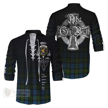 Newlands Tartan Ghillie Kilt Shirt Featuring Alba Gu Brath Family Crest Celtic Inspired Men - Tartan Vibes Clothing