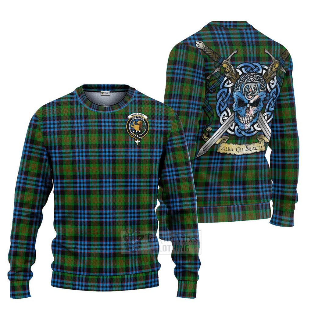 Newlands Tartan Ugly Sweater with Family Crest Celtic Skull Style Unisex - Tartan Vibes Clothing