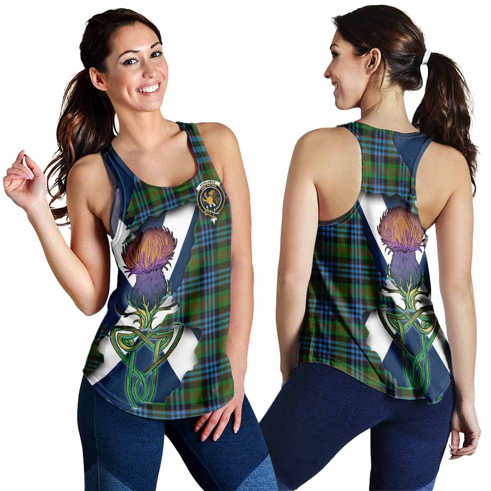 Tartan Vibes Clothing Newlands Tartan Family Crest Women's Racerback Tanks Scottish Thistle Celtic Inspired