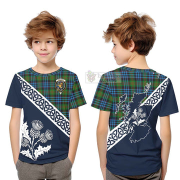 Newlands Tartan Kid T-Shirt Featuring Thistle and Scotland Map Youth XL Size14 - Tartan Vibes Clothing