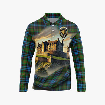 Newlands Tartan Family Crest Long Sleeve Polo Shirt with Scottish Ancient Castle Style Unisex - Tartan Vibes Clothing