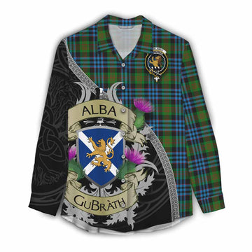 Newlands Tartan Family Crest Women's Casual Shirt Lion Rampant Royal Thistle Shield Celtic Inspired Female - Tartan Vibes Clothing