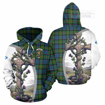 Newlands Tartan Hoodie with Family Crest and St. Andrew's Cross Accented by Thistle Vines Zip Hoodie - Tartan Vibes Clothing
