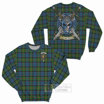 Newlands Tartan Sweatshirt with Family Crest Celtic Skull Style Unisex - Tartan Vibes Clothing