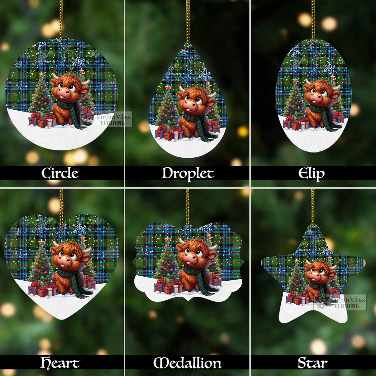 Newlands Tartan Christmas Aluminium Ornament with Adorable Highland Coo Aluminium - Tartan Vibes Clothing