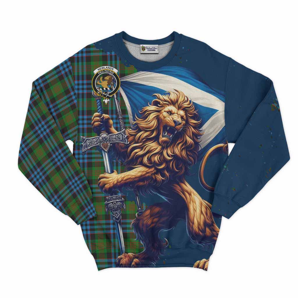 Newlands Tartan Family Crest Sweatshirt with Scottish Majestic Lion Unisex - Tartan Vibes Clothing