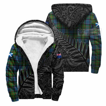 Newlands Crest Tartan Sherpa Hoodie with New Zealand Silver Fern Half Style Unisex S - Tartan Vibes Clothing