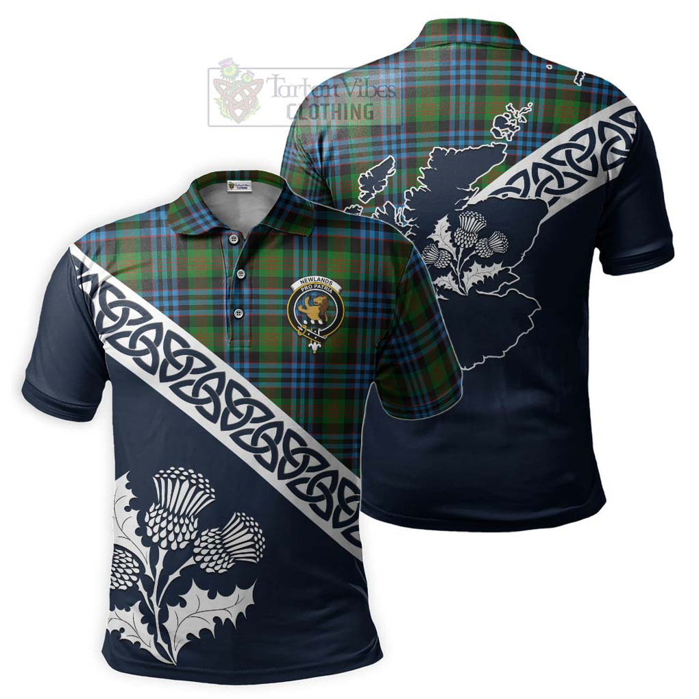 Newlands Tartan Polo Shirt Featuring Thistle and Scotland Map Kid - Tartanvibesclothing Store