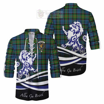 Newlands Tartan Ghillie Kilt Shirt with Alba Gu Brath Regal Lion Emblem Men - Tartan Vibes Clothing