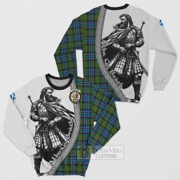 Newlands Tartan Clan Crest Sweatshirt with Highlander Warrior Celtic Style Unisex - Tartan Vibes Clothing