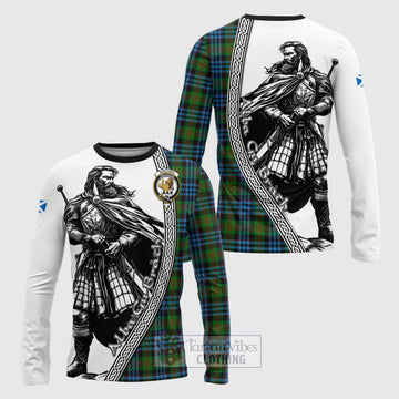 Newlands Tartan Clan Crest Long Sleeve T-Shirt with Highlander Warrior Celtic Style Unisex - Tartan Vibes Clothing