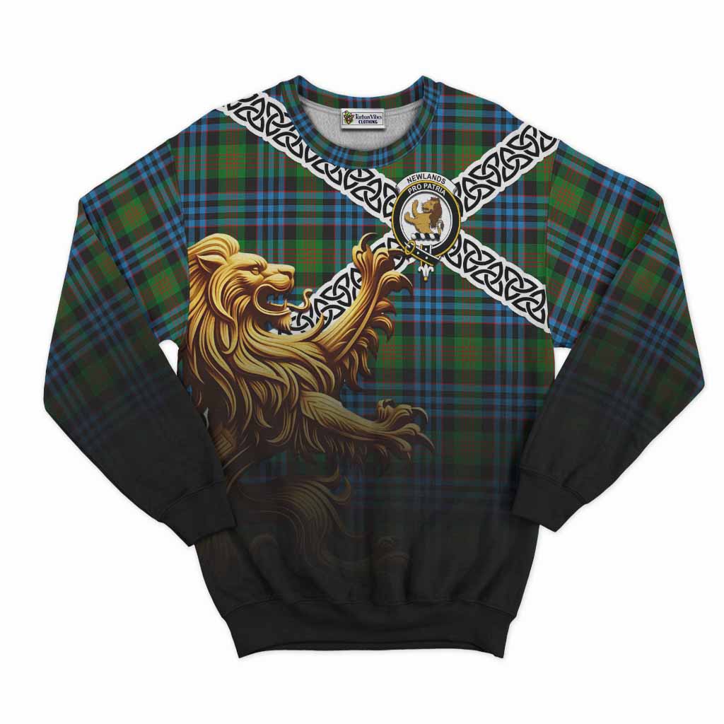 Newlands Crest Tartan Sweatshirt with Golden Lion Emblem Celtic Style Unisex - Tartan Vibes Clothing