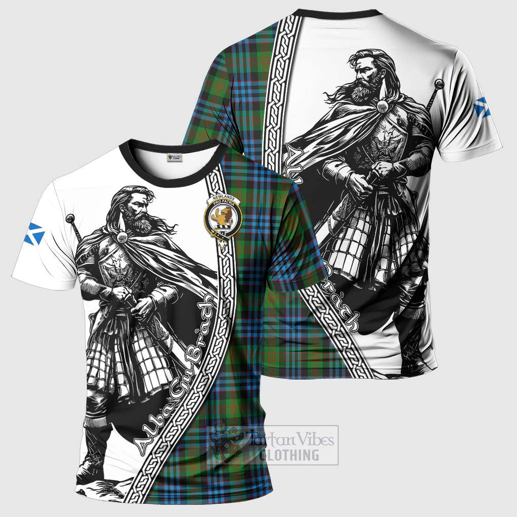 Newlands Tartan Clan Crest T-Shirt with Highlander Warrior Celtic Style Kid's Shirt - Tartan Vibes Clothing