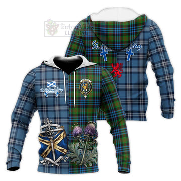 Newlands Tartan Knitted Hoodie Happy St. Andrew's Day Half Tartan Style Unisex Knitted Pullover Hoodie - Tartan Vibes Clothing