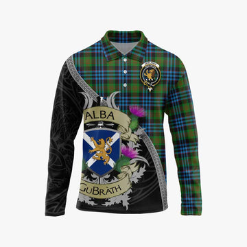 Newlands Tartan Family Crest Long Sleeve Polo Shirt Lion Rampant Royal Thistle Shield Celtic Inspired Unisex - Tartan Vibes Clothing