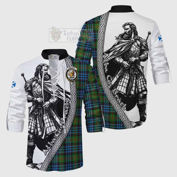 Newlands Tartan Clan Crest Ghillie Kilt Shirt with Highlander Warrior Celtic Style Men - Tartan Vibes Clothing